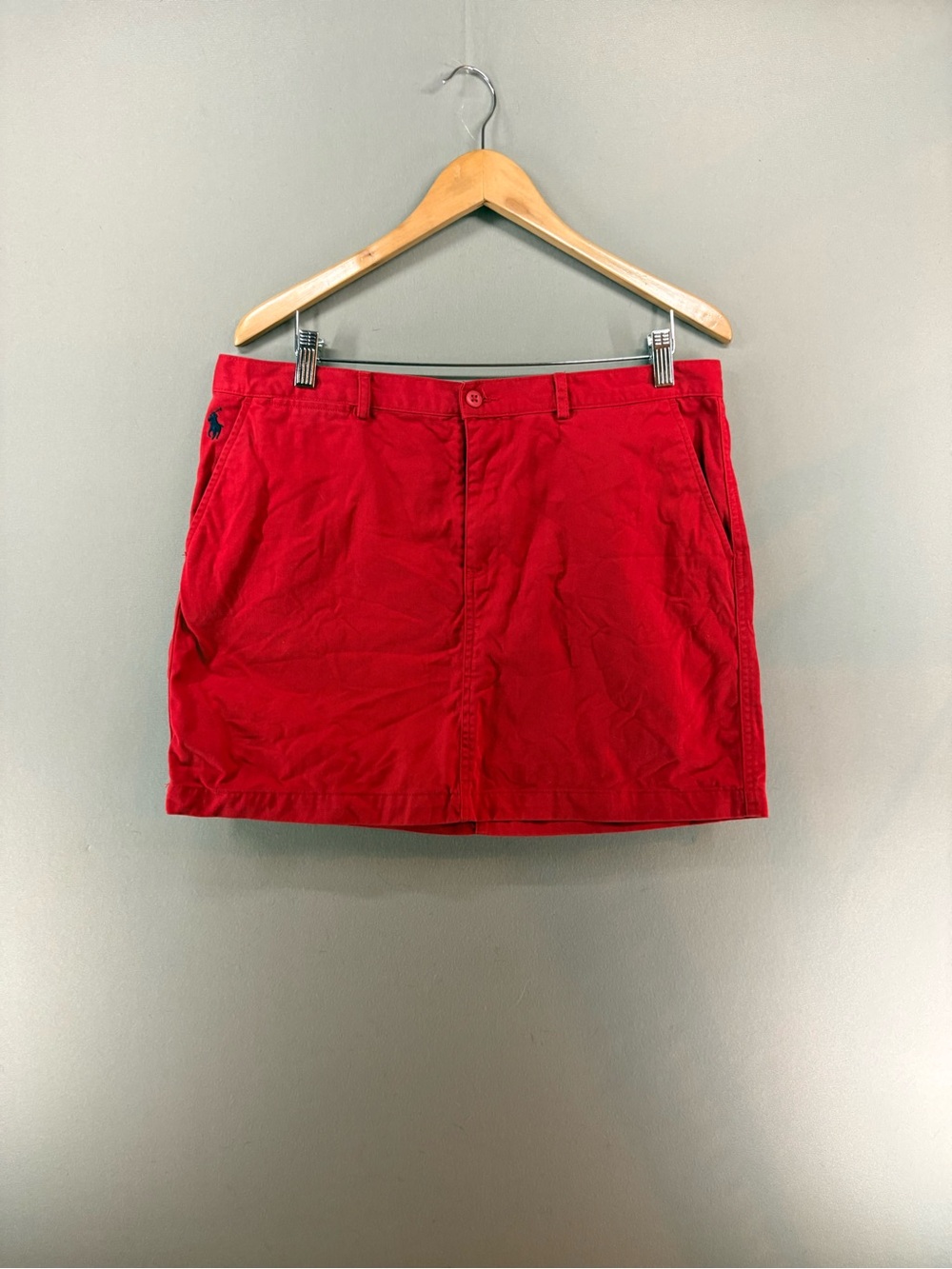 Vtg Ralph Lauren Sport Skirt Red Cotton Size 12 Mini Women Pony